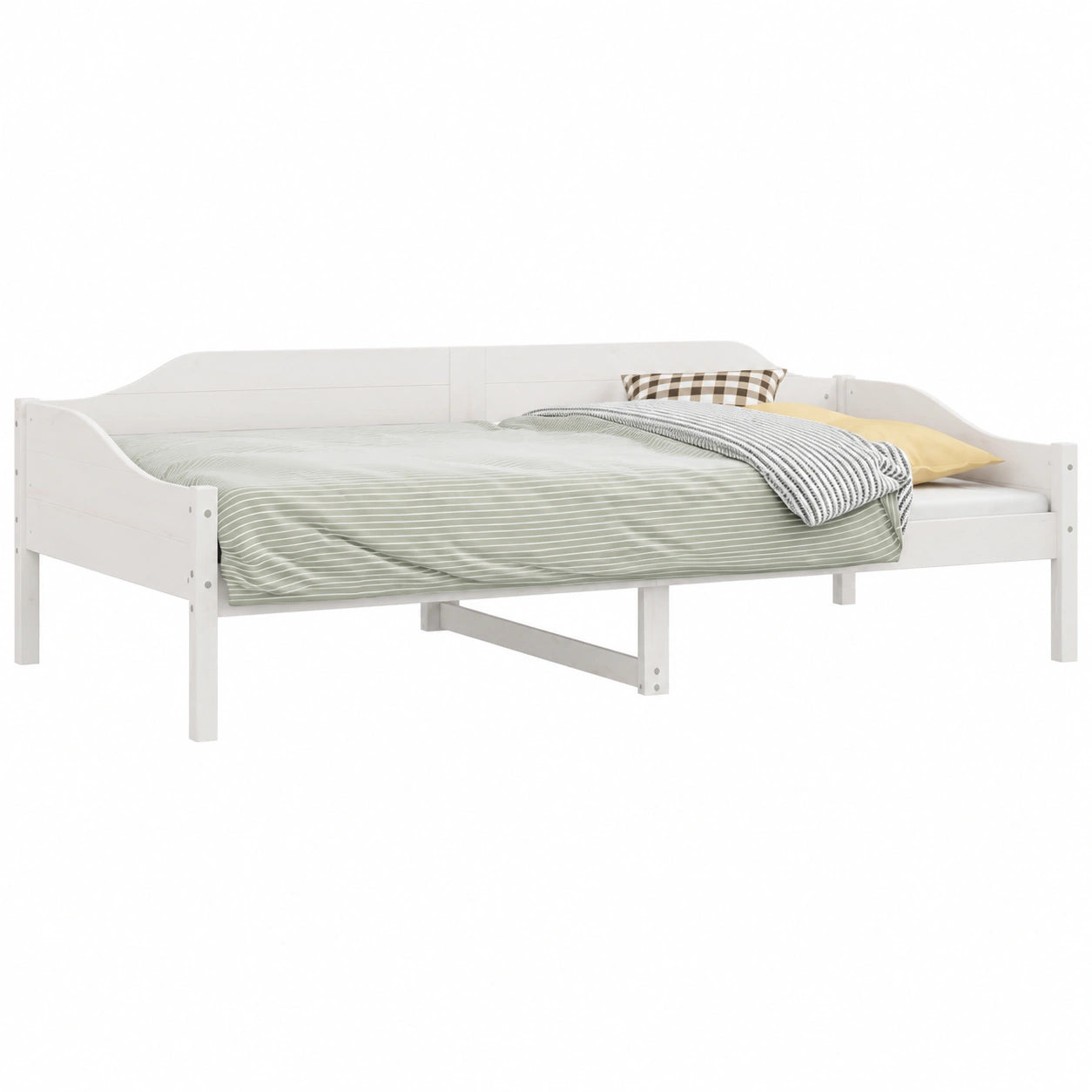 Estructura de Cama de Pino Macizo, Blanco 80x200 cm, Canapé Moderno para Dormitorio