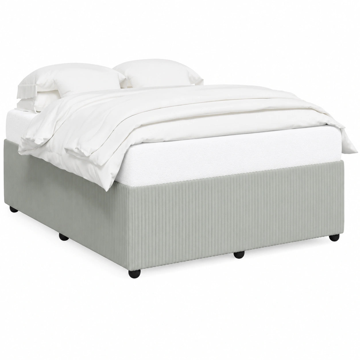 Cama de Terciopelo Gris Claro 160x200 cm con Almacenamiento para Dormitorio