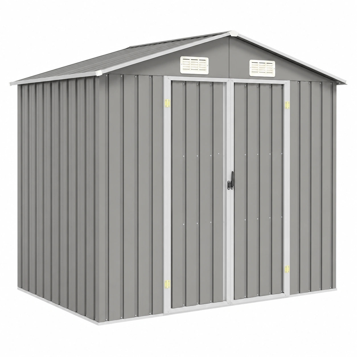 Caseta de Jardín de Acero Galvanizado Gris para Exterior 205x129x183 cm