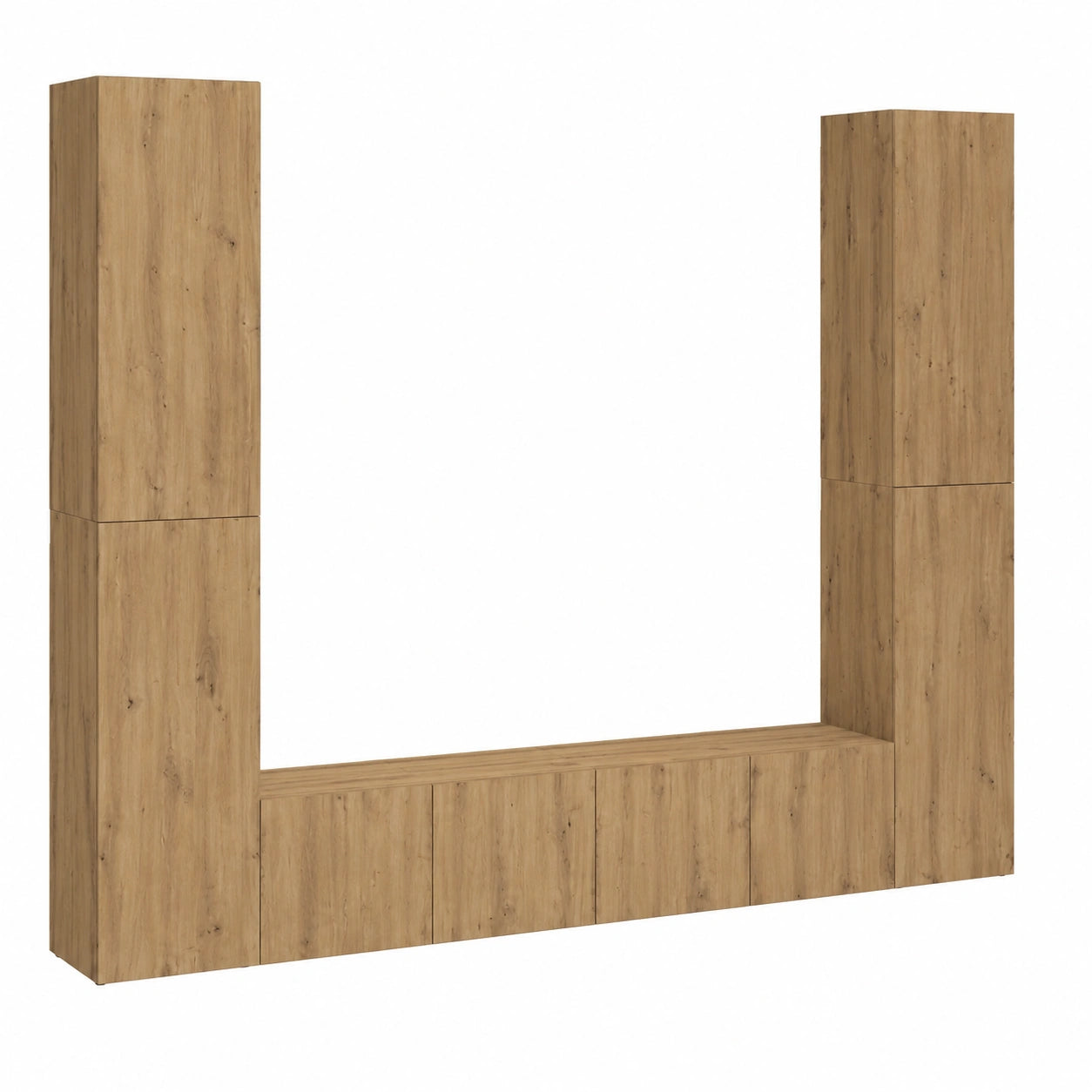 Centro de Entretenimiento de Madera de Roble para Televisión, 6 Piezas