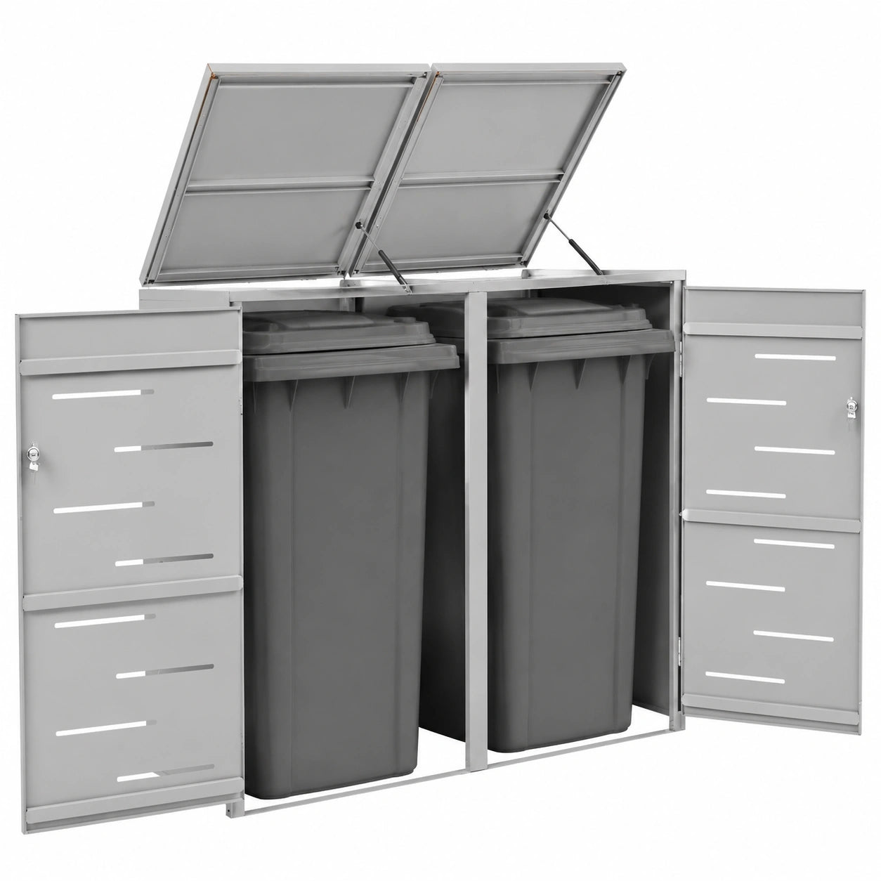 Cobertizo de Acero Inoxidable para Cubos de Basura Doble 138x77,5x115,5 cm