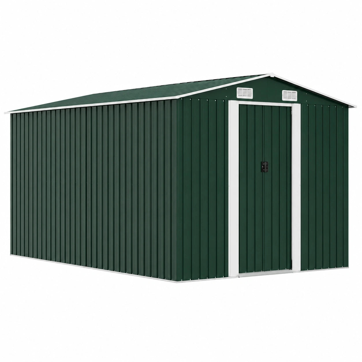 Cobertizo Metálico para Jardín Verde 257x392x181 cm Impermeable