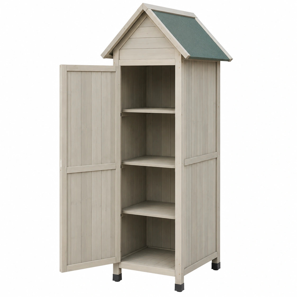 Armario Alto de Madera Pino Impermeable para Jardín con Cerradura