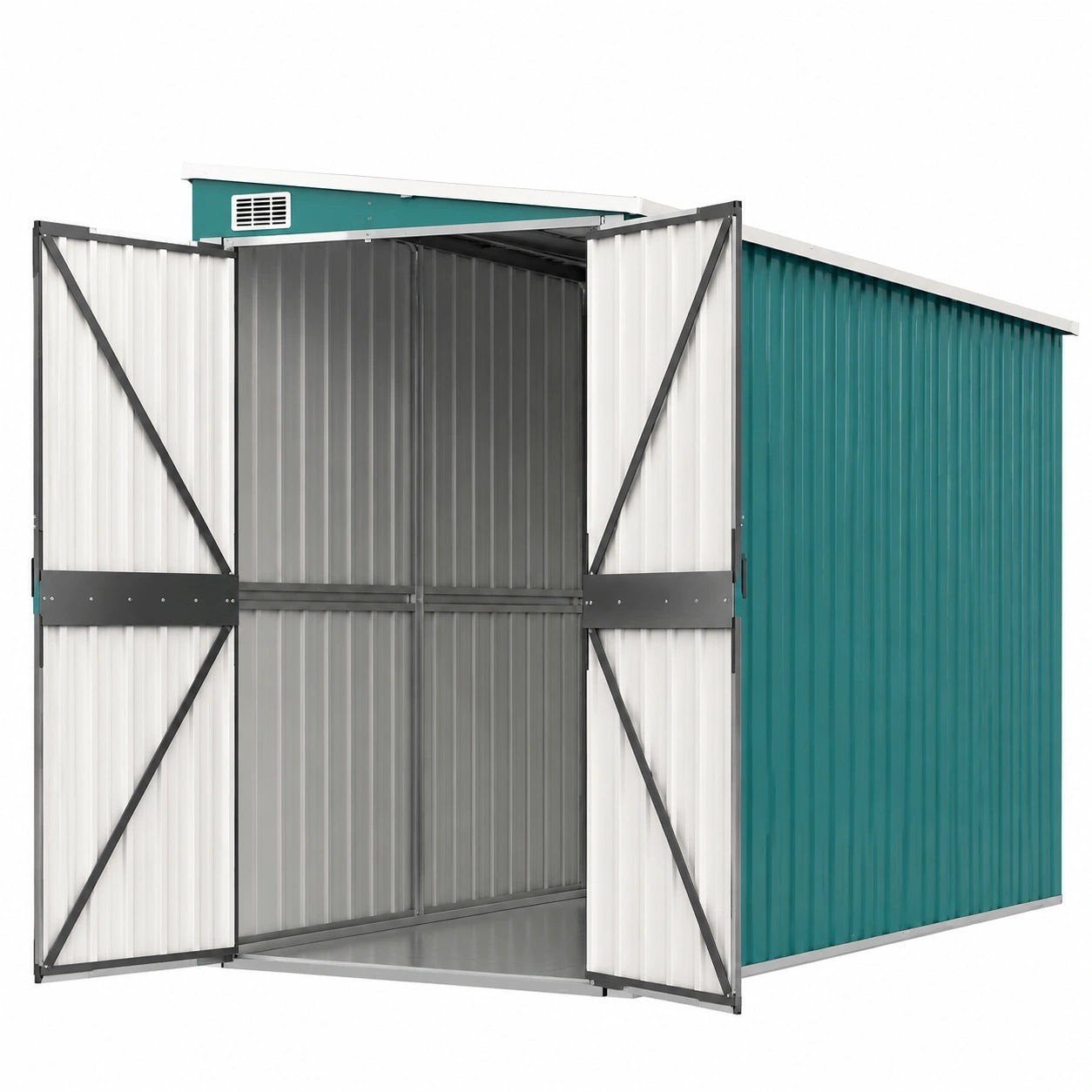 Caseta de Jardín de Acero Galvanizado Verde 118x288x178 cm