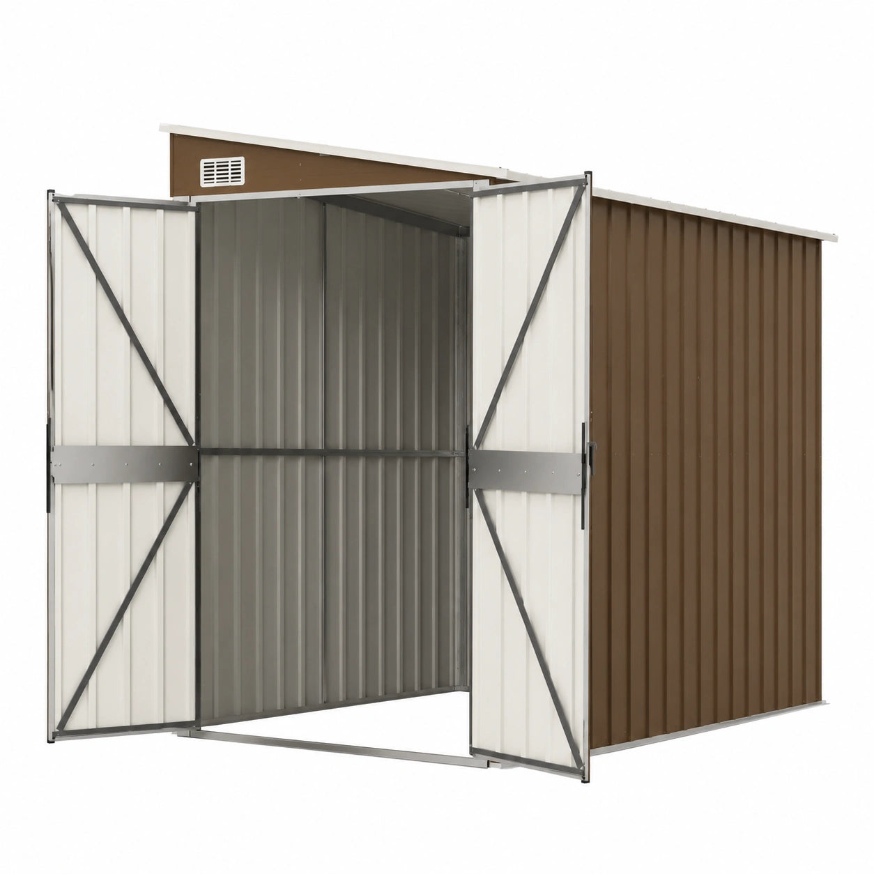 Caseta de Jardín Metálica Marrón 118x288x178 cm con Acero Galvanizado para Almacenar Herramientas