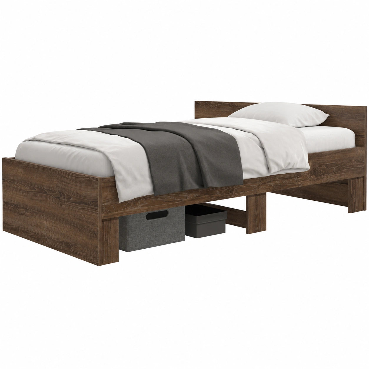 Estructura de Cama de Roble Marrón 90x190 cm sin Colchón - Homgoday