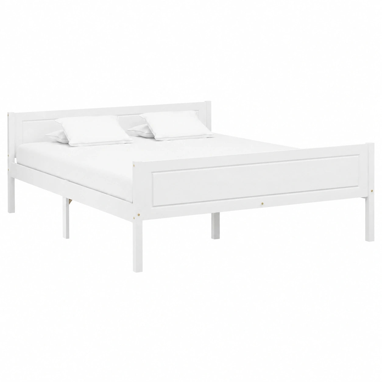 Cama Moderna de Madera de Pino Blanca con Somier, 140 x 200 cm