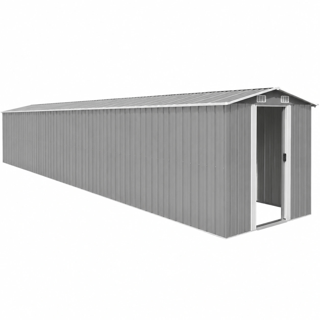 Cobertizo de Jardín de Acero Galvanizado 257x990x181 cm para Herramientas y Almacenaje Exterior
