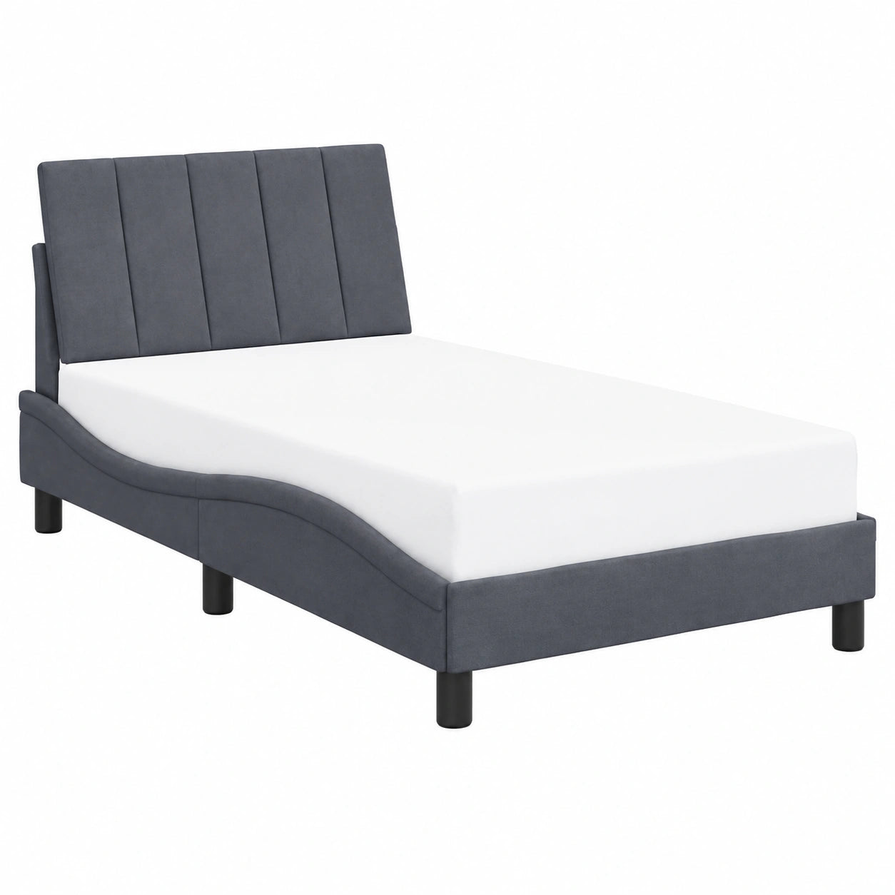 Estructura de Cama Homgoday de Terciopelo Gris 90x190 cm para Dormitorio Moderno