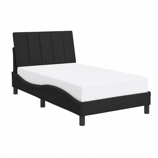 Estructura de Cama de Terciopelo Negro 100x200 cm para Salón o Dormitorio