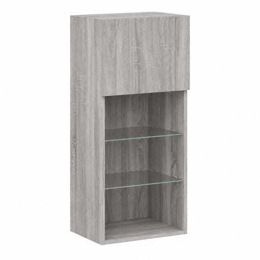 Centro de Entretenimiento Moderno con LED, Gris Sonoma, 40,5x30x90 cm, Montaje en Pared