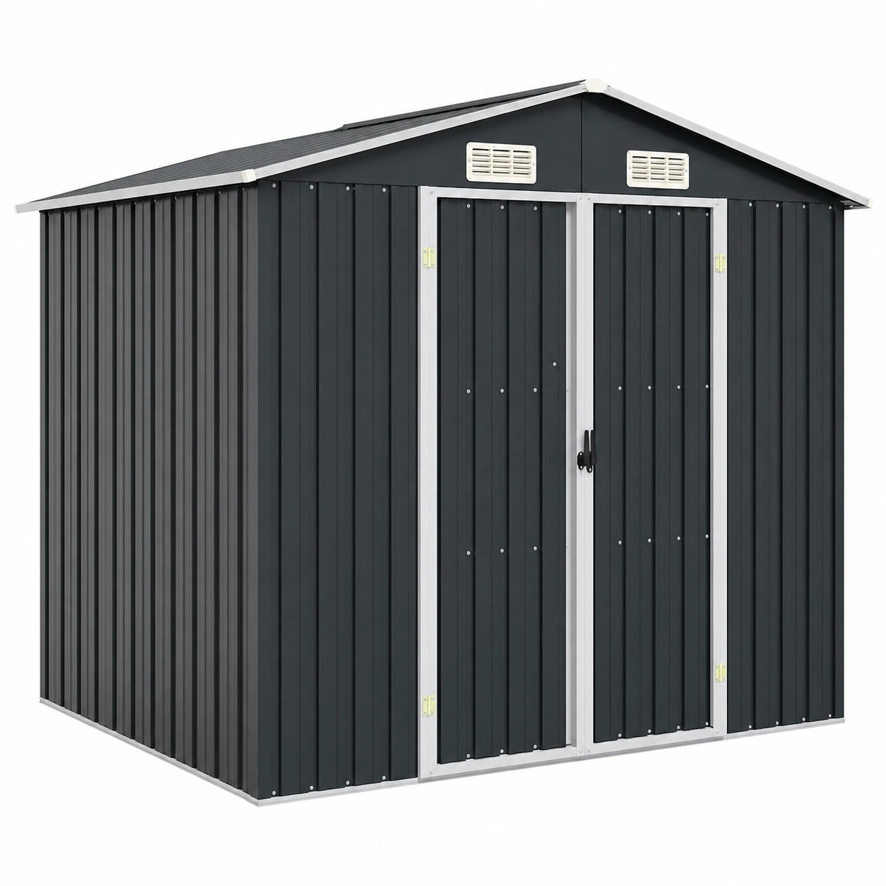 Caseta de Jardín en Acero Galvanizado Antracita 205x129x183 cm para Exterior y Patio