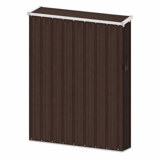 Caseta de jardín de acero galvanizado marrón, 87x98x148/159 cm, perfecta para almacenar herramientas y muebles de jardín