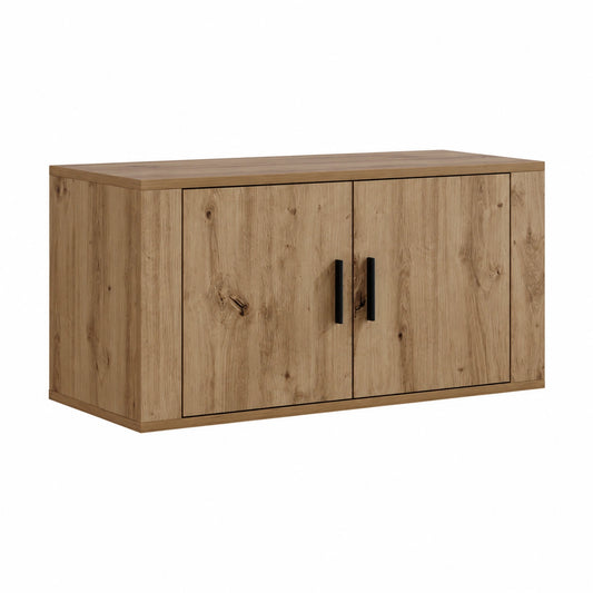 Centro de entretenimiento moderno de roble con puertas para sala de estar, 80x34,5x40 cm