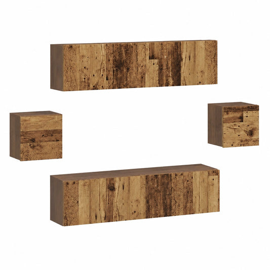 Centro de Entretenimiento de Madera Recuperada para TV, Diseño Moderno