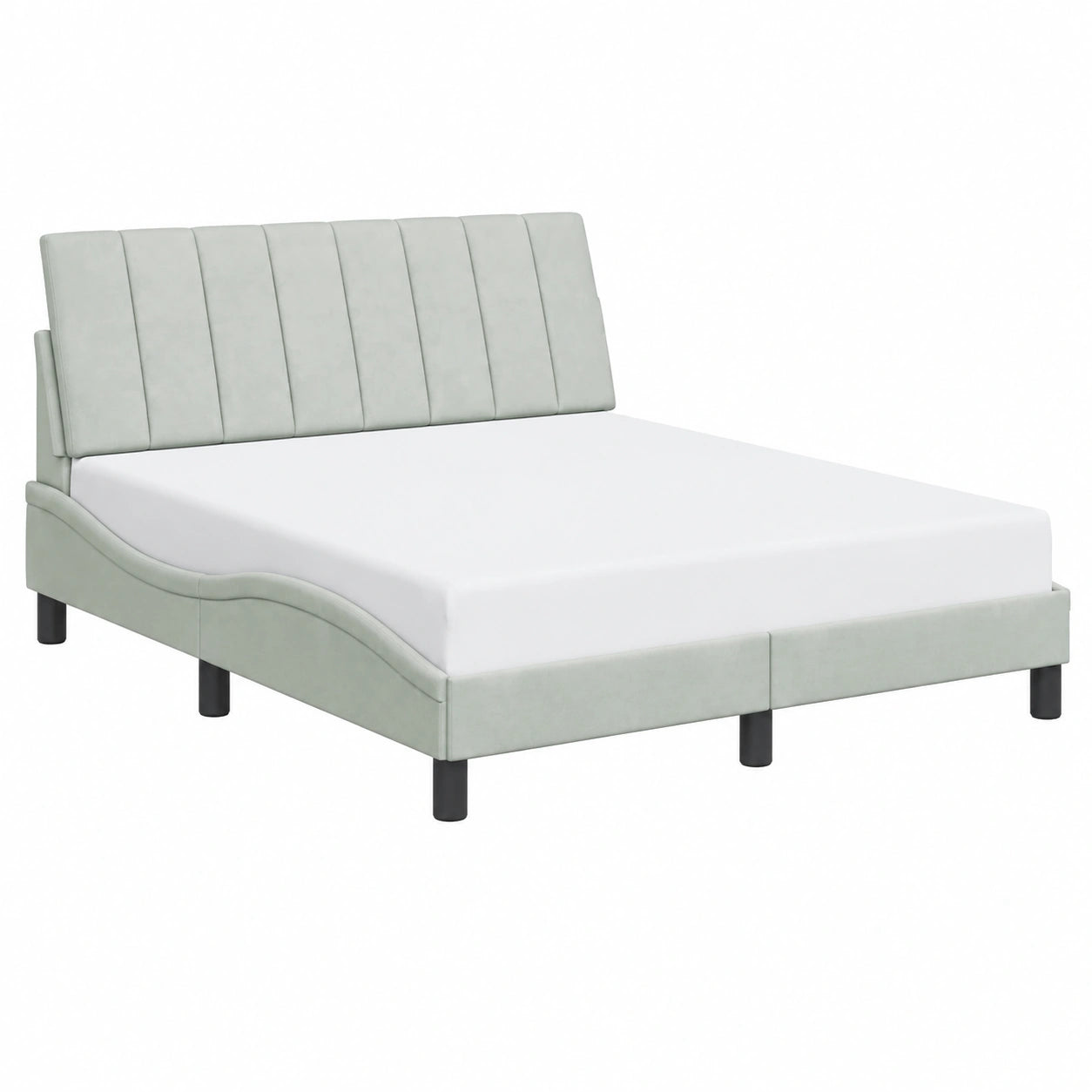 Estructura de Cama Moderna en Terciopelo Gris Claro 140x190 cm para Dormitorio