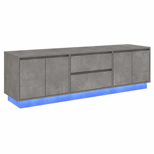 Mueble de TV con Luces LED y Acabado en Gris Hormigón, 160,5 x 41 x 50 cm, Ideal para Entretenimiento