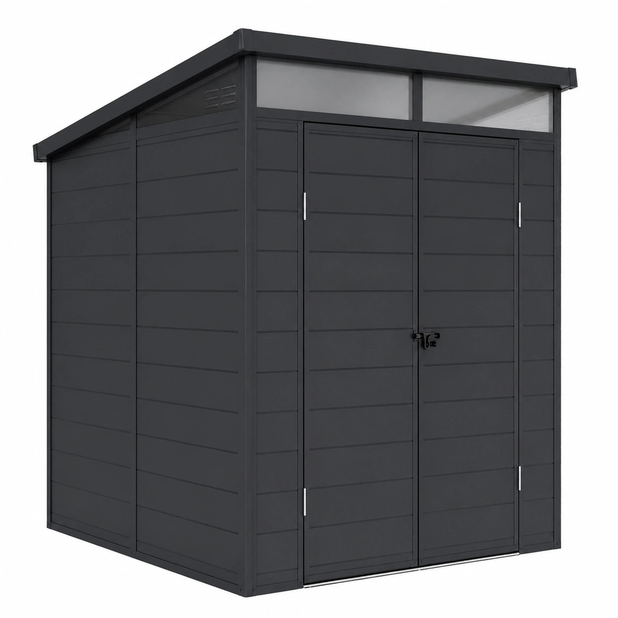 Caseta de Jardín Resistente al Clima con Estructura de Aluminio y PVC, Protección UV, 3,65 m², Gris Antracita