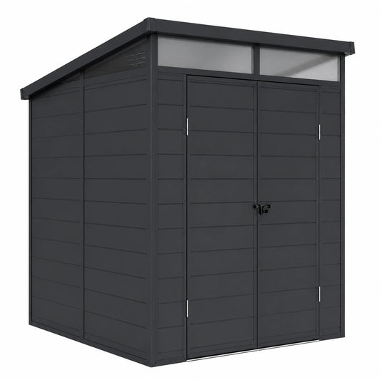 Caseta de Jardín Resistente al Clima con Estructura de Aluminio y PVC, Protección UV, 3,65 m², Gris Antracita