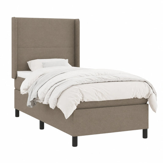 Cama de Muelles 90x200 cm con Colchón Gris Tórtola de Tela para Dormitorio