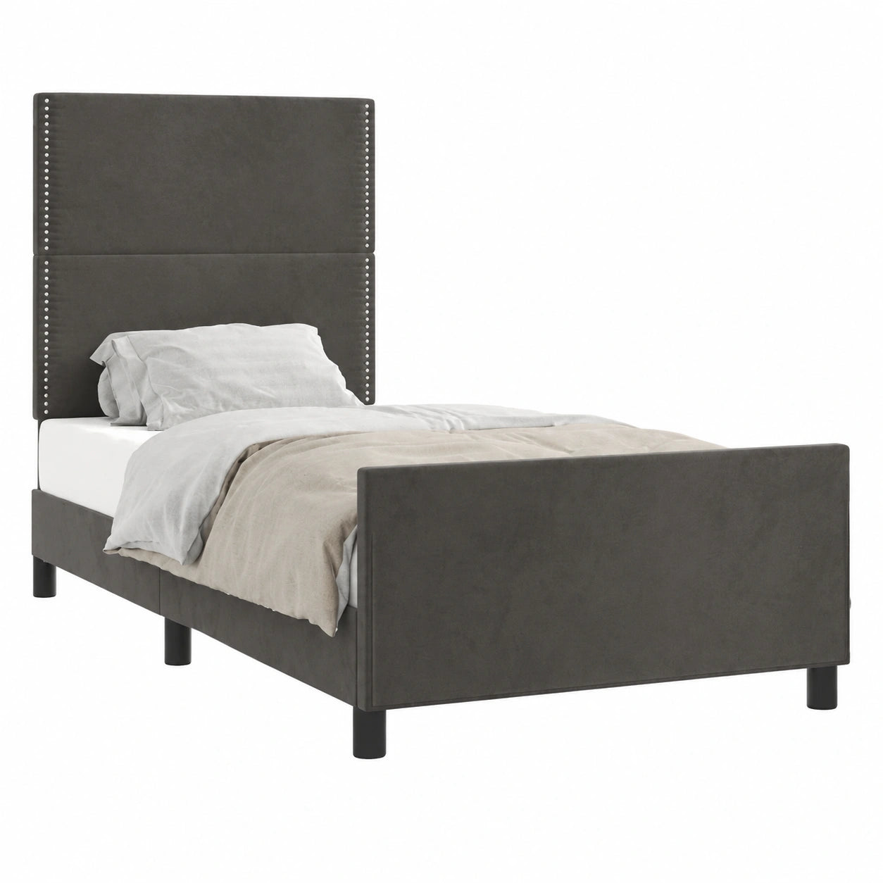 Sofá Homgoday con cabecero de terciopelo gris oscuro, 80x200 cm, diseño moderno para dormitorio