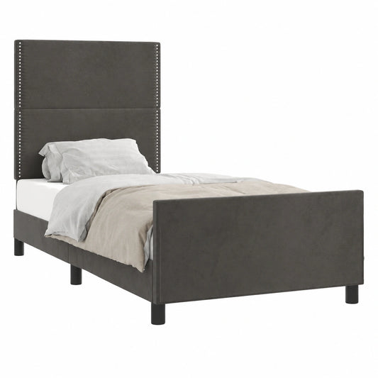 Sofá Homgoday con cabecero de terciopelo gris oscuro, 80x200 cm, diseño moderno para dormitorio