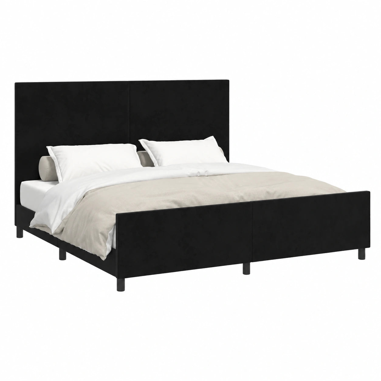 Estructura de Cama de Terciopelo Negro 200x200 cm para Salón o Dormitorio