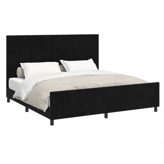 Estructura de Cama de Terciopelo Negro 200x200 cm para Salón o Dormitorio