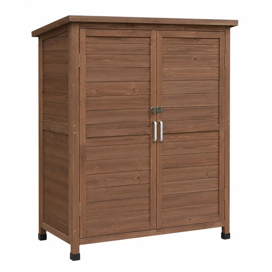 Caseta de Herramientas de Madera para Jardín, Impermeable y con Estantes para Balcón