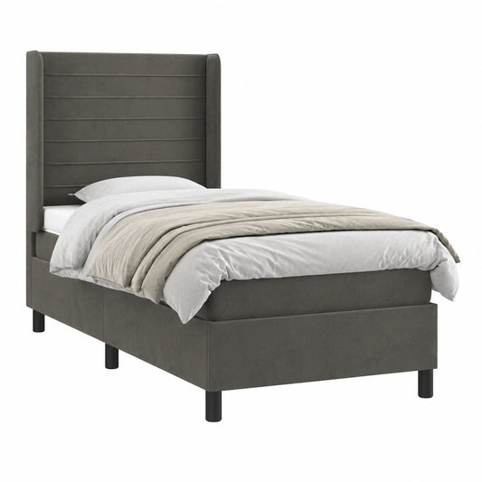 Sofá Cama de Terciopelo Gris Oscuro 90x190 cm con Colchón Moderno