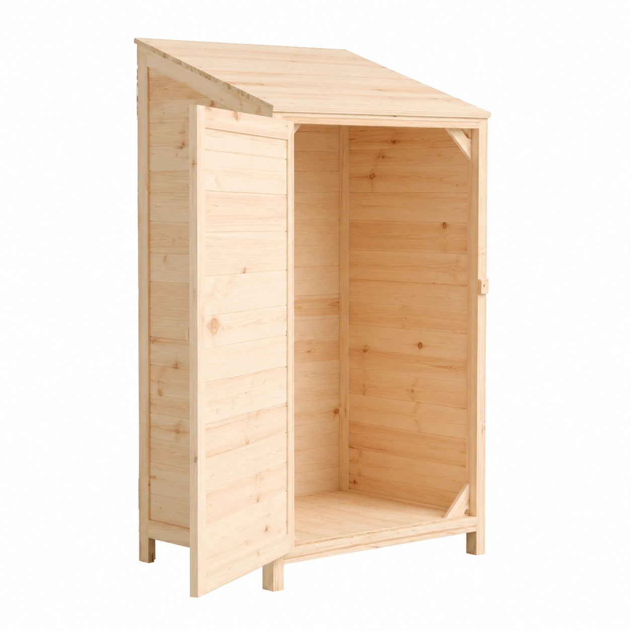 Caseta para Mascotas de Madera de Abeto con Techo Inclinado, 55x52x112 cm