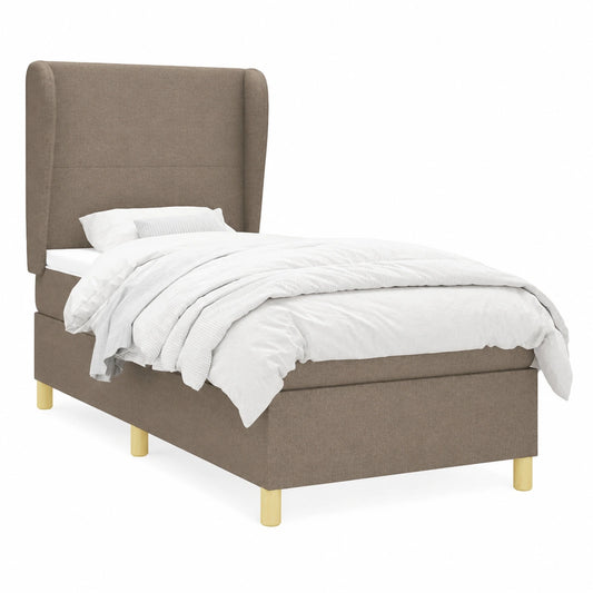 Somier de muelles 90x200 cm con colchón gris en tela, ideal para dormitorio