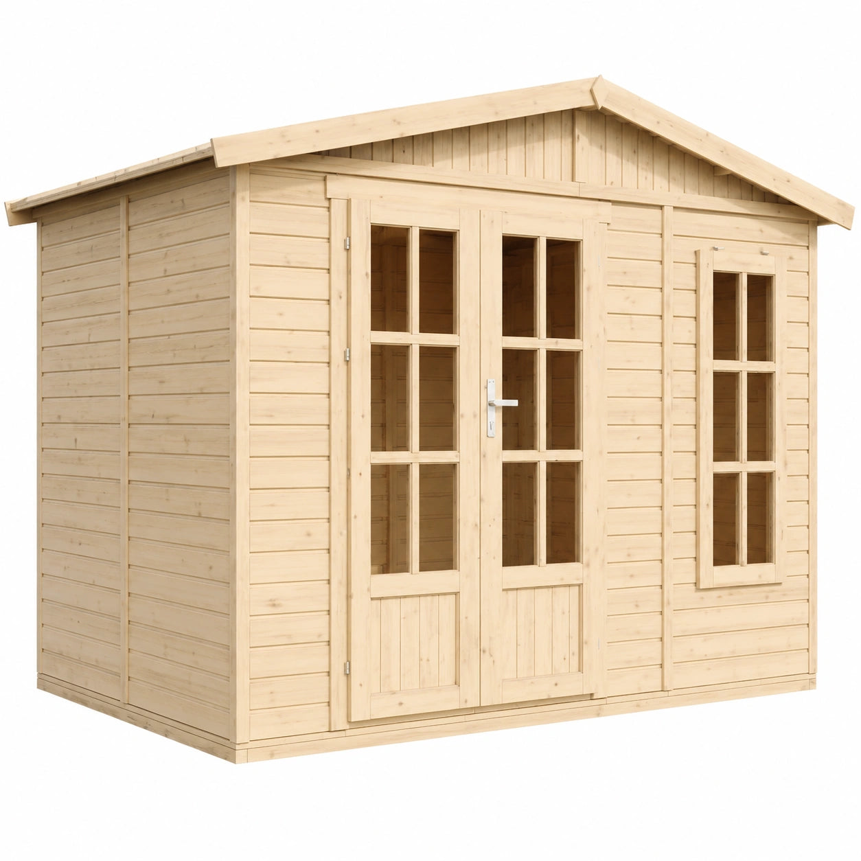 Cobertizo de Madera para Jardín 6 m² - Caseta Exterior con Suelo y Ventana, Puerta Doble - Ideal para Oficina en Casa - TIMBELA M334FB