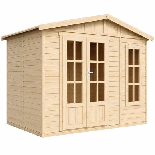 Cobertizo de Madera para Jardín 6 m² - Caseta Exterior con Suelo y Ventana, Puerta Doble - Ideal para Oficina en Casa - TIMBELA M334FB