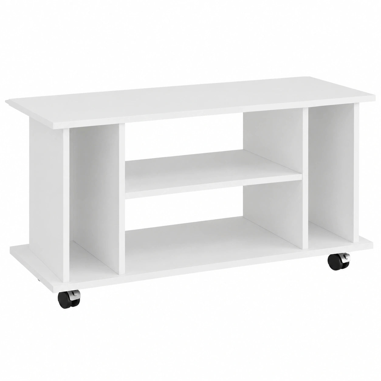 Mueble TV Blanco con Ruedas de Madera, 80x40x45 cm