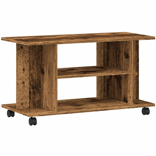 Mueble de TV con Ruedas en Madera Vieja de Ingeniería, 80x40x45 cm