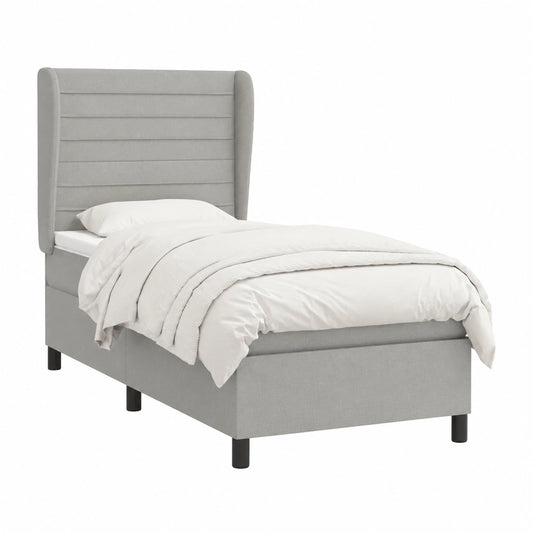 Cama Homgoday 90x200 cm con Somier y Colchón Tela Gris Claro