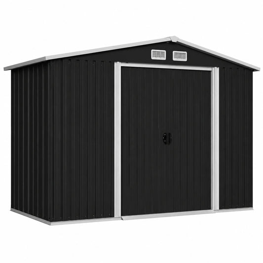 Cobertizo Metálico Homgoday de Exterior, 257x205x178 cm, Antracita